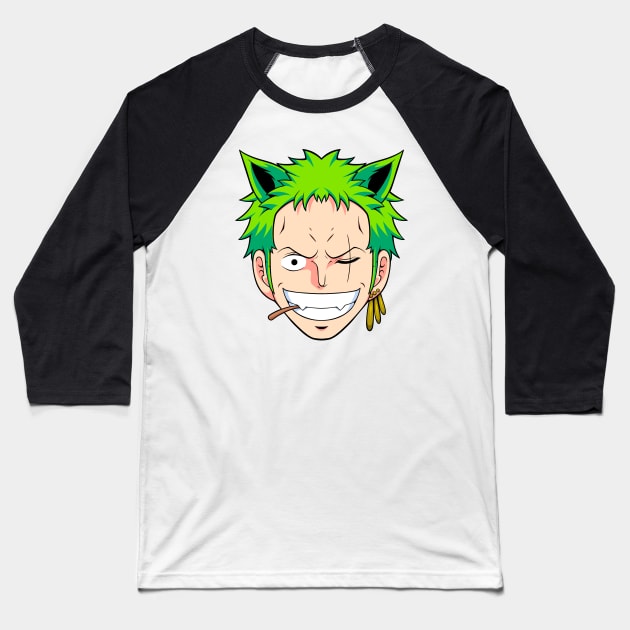 Zoro Cat Baseball T-Shirt by Saka